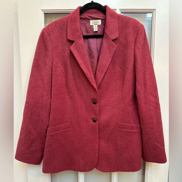 Vintage Talbots 100% Wool Cinnamon Red Classic Tweed Blazer Jacket Plus Size 16 - Picture 1 of 11